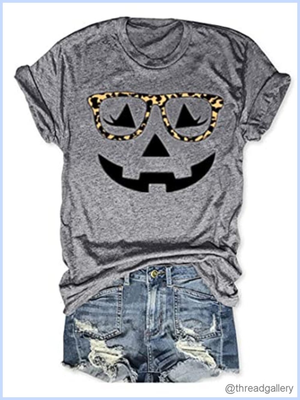Funny Halloween Pumpkin Graphic T-Shirt Short Sleeve Crew Neck Women's Fall Tee